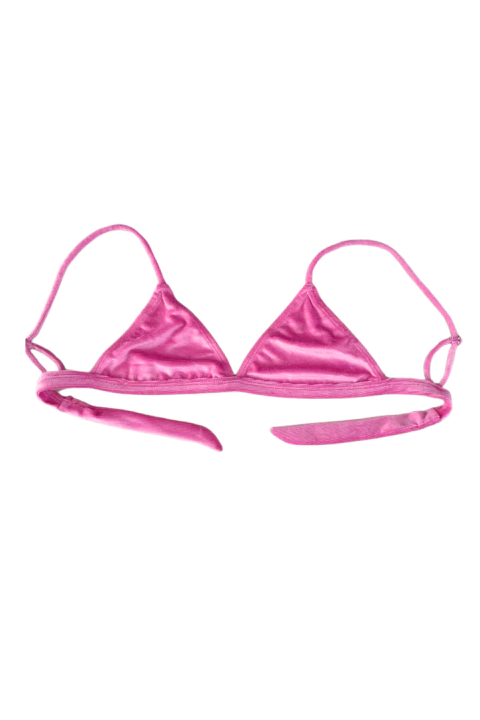 CORPIÑO TRIANGULITO FIJO - TERCIOPELO ROSA - comprar online