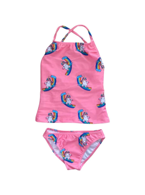 TANKINI TEEN - Unicornios Fondo Rosa