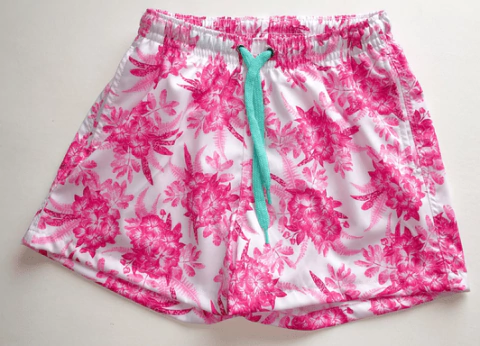 SHORT VARÓN - Flor Rosa Fondo Blanco