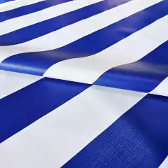 Lona Vinilica Rayada Para Toldos Azul x metro - comprar online