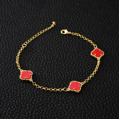 Pulseira Trevo Vermelho (Fecho Tradicional)