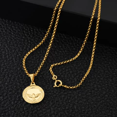 Corrente Elo Português 45cm (Fecho Tradicional) + Pingente Medalha Espírito Santo (P) - comprar online