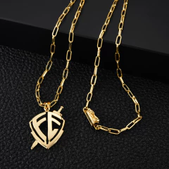 Corrente Cart 4mm (Fecho Gaveta) + Pingente Fé Vazado (M)