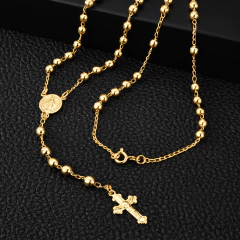 Terço com Pingente Crucifixo (Fecho Tradicional) 70cm.