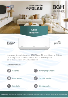 Aire Acondicionado Frio Calor Inverter BGH Silent Air R32 - Climatización Polar