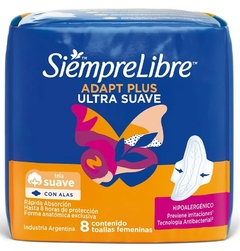 S.LIBRE ADAPT PLUS toallitas c/alas x8