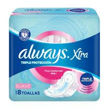 ALWAYS TRIPLE PROT.SUAVE toallitas c/alas x 8