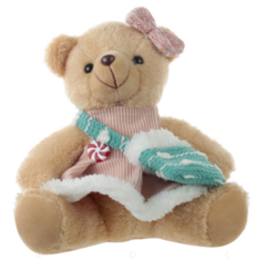 BONECO NATALDECORATIVO URSOFEMEA (AZUL ROS) 20cm