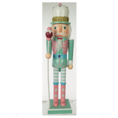 DECORACAO NATAL QUEBRA NOZES MADEIRA 38cm(AZUL BRANCO