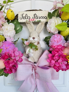 Guirlanda De Páscoa 38cm Coelha Azul & Rosa - Decora Encanta 