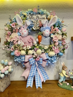 Guirlanda De Páscoa 60cm Casal Coelho