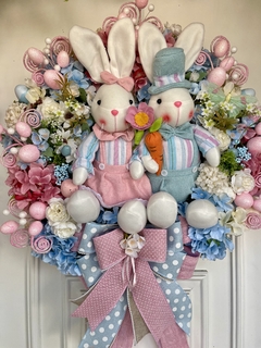 Guirlanda De Páscoa 60cm Casal Coelho - Decora Encanta 