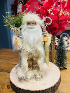 Papai Noel azul/champanhe 30cm - Decora Encanta 