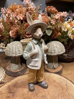 Coelho em Pé com Cesto Bege Verde Old Farm - 31cm - comprar online