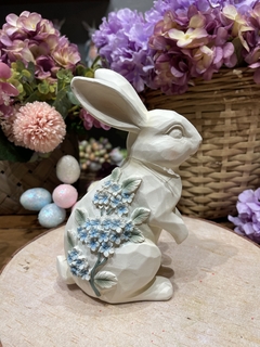 Coelho Floral Azul 20cm - loja online