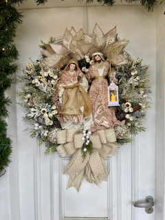 Guirlanda De Natal Sagrada F. C/ Led 65cm Nude - Decora Encanta 