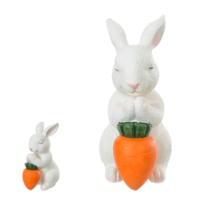 Coelho Branco com Cenoura Laranja Resina 14,6cm - comprar online