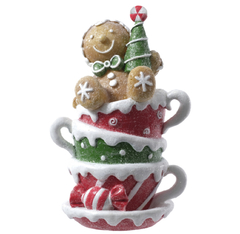 Menino Gingerbread na Xícaras Coloridas 18cm