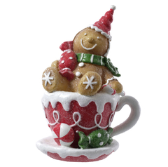Menino Gingerbread na Xícara Vermelha18cm