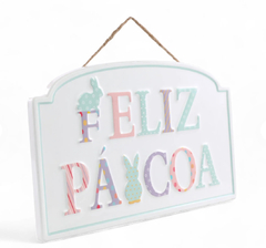 Quadro Feliz Páscoa para Pendurar 38x22cm - comprar online