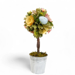 Topiaria Decorativa com Flores e Ovos 35cm - comprar online