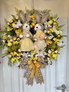 Guirlanda De Páscoa 60cm Casal coelhos - Decora Encanta 