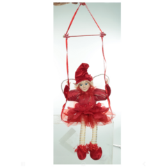 BALANCO FADA NATAL C/MUSICA (VERMELHO) 70cm