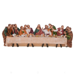 RESINA NATAL SANTA CEIA C/13 FIGURAS (COLORIDO)12X36X9cm