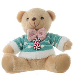 BONECO NATAL DECORATIVO URSO(AZULROSA) 20cm