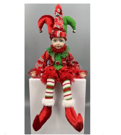BONECO PIERROT NATAL SENTADO c/ música 42,5cm