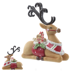 RESINA NATAL RENA (COLORIDO) 21,5X8cm