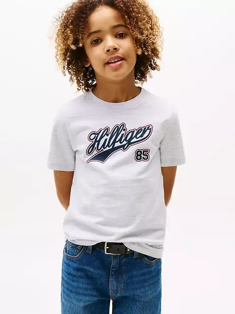 Camiseta Tommy Hilfiger Infantil Menino Cinza - comprar online