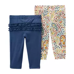 KIT 2 CALÇAS CARTER'S MENINA AZUL FLORES
