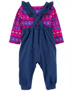Conjunto 3 peças Carter's Camiseta, Jardineira longa e Faixa de cabelo - comprar online