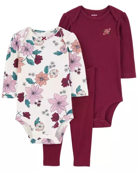 Trio bum bum CARTER'S MENINA Vinho canelado thermal