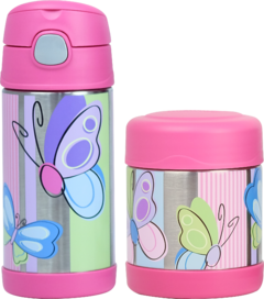 KIT GARRAFA E POTE TERMICO THERMOS BORBOLETA
