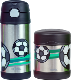 KIT GARRAFA E POTE TERMICO THERMOS FUTEBOL