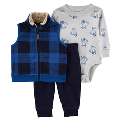 CONJUNTO COLETE XADREZ AZUL CARTER'S