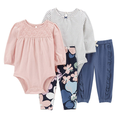 CONJUNTO BODY E CALÇA CARTER'S ROSA MANGA LONGA