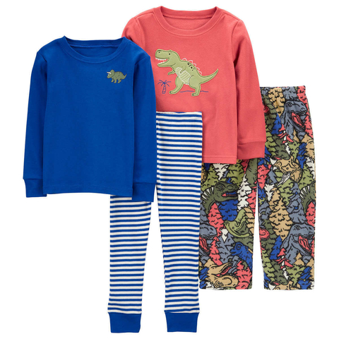 Pijama 4 peças Algodão e Fleece Dinossauro Carter's Menino