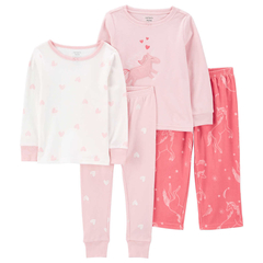 Pijama 4 peças Algodão e Fleece Unicórnio Carter's Menina