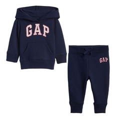 Conjunto Gap Moletom Infantil Menina Azul Com Rosa