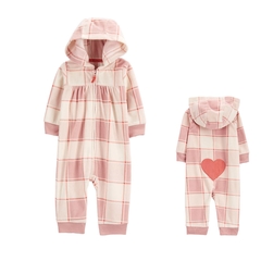 Macacão Fleece Rosa Xadrez - Carter's