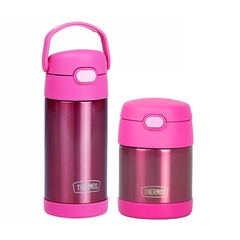 KIT GARRAFA E POTE TERMICO THERMOS ROSA