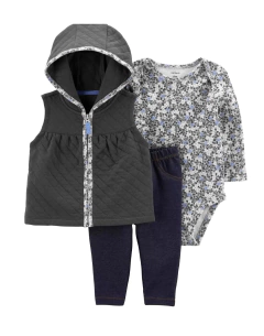 Conjunto Colete Carter's 3 peças Preto