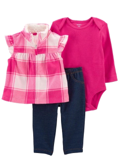 Conjunto Colete Xadrez Rosa Carter's Menina