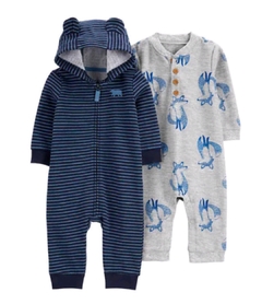KIT 2 MACACÃO CARTER'S MENINO JUMPSUIT FLANELADO