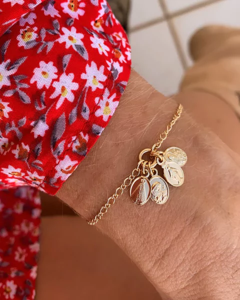 Pulseira Medalhas Religiosas - Banhada à Ouro - comprar online