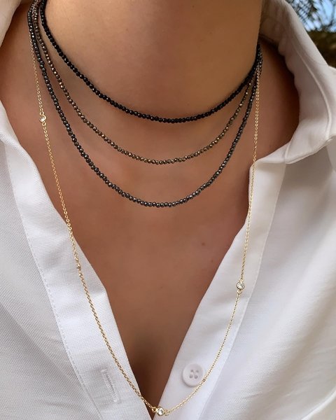 Choker Cristais / Pedras Naturais - Banhada à Prata / Banhada à Ouro ☼
