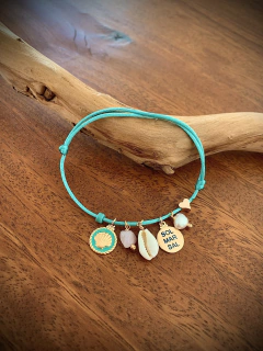 Pulseira AL MARE Fio de Cetim c/ Pingentes Mar - Banhada à Ouro / Banhada à Prata ≋⎈ - comprar online